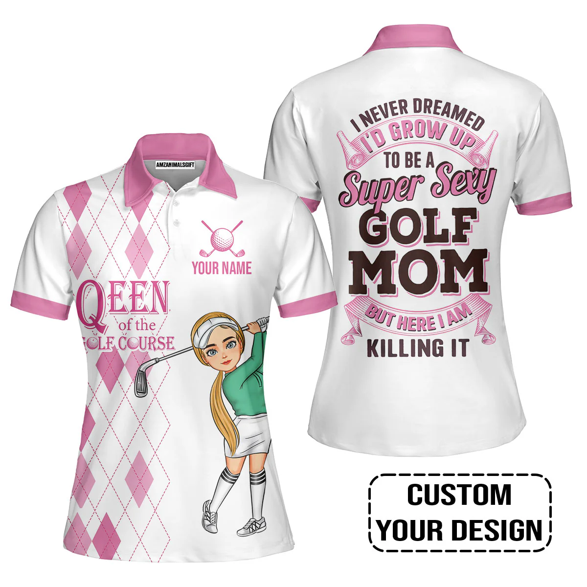 Golf Custom Women Polo Shirt, Queen Of The Golf Course Personalized Women Polo Shirts - Image 6