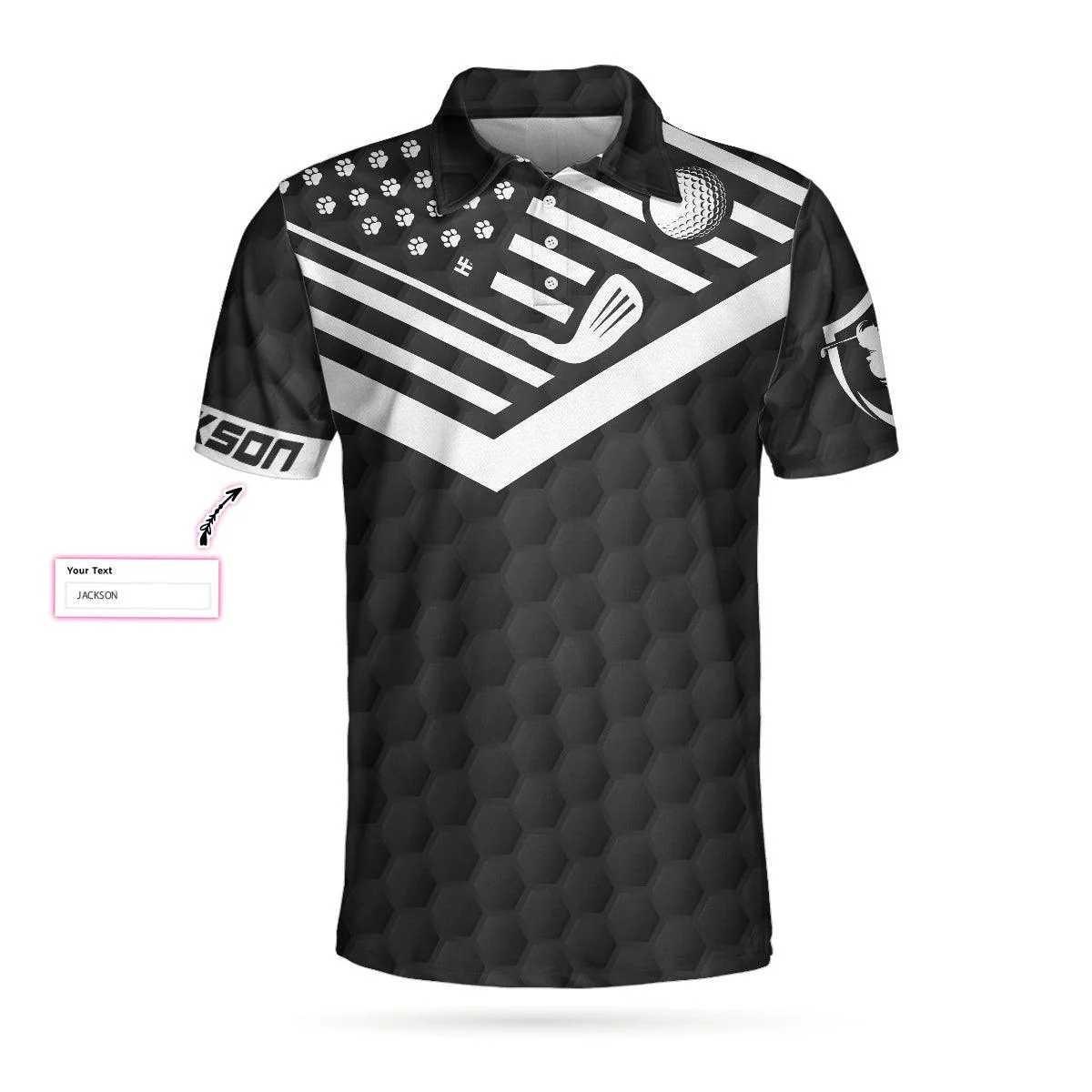 Golf Customized Name Men Polo Shirt, Best Pug Dad Ever Golfer, Personalized Black American Flag Golf Polo Shirt - Gift For Golfers, Pug Lovers - Image 3