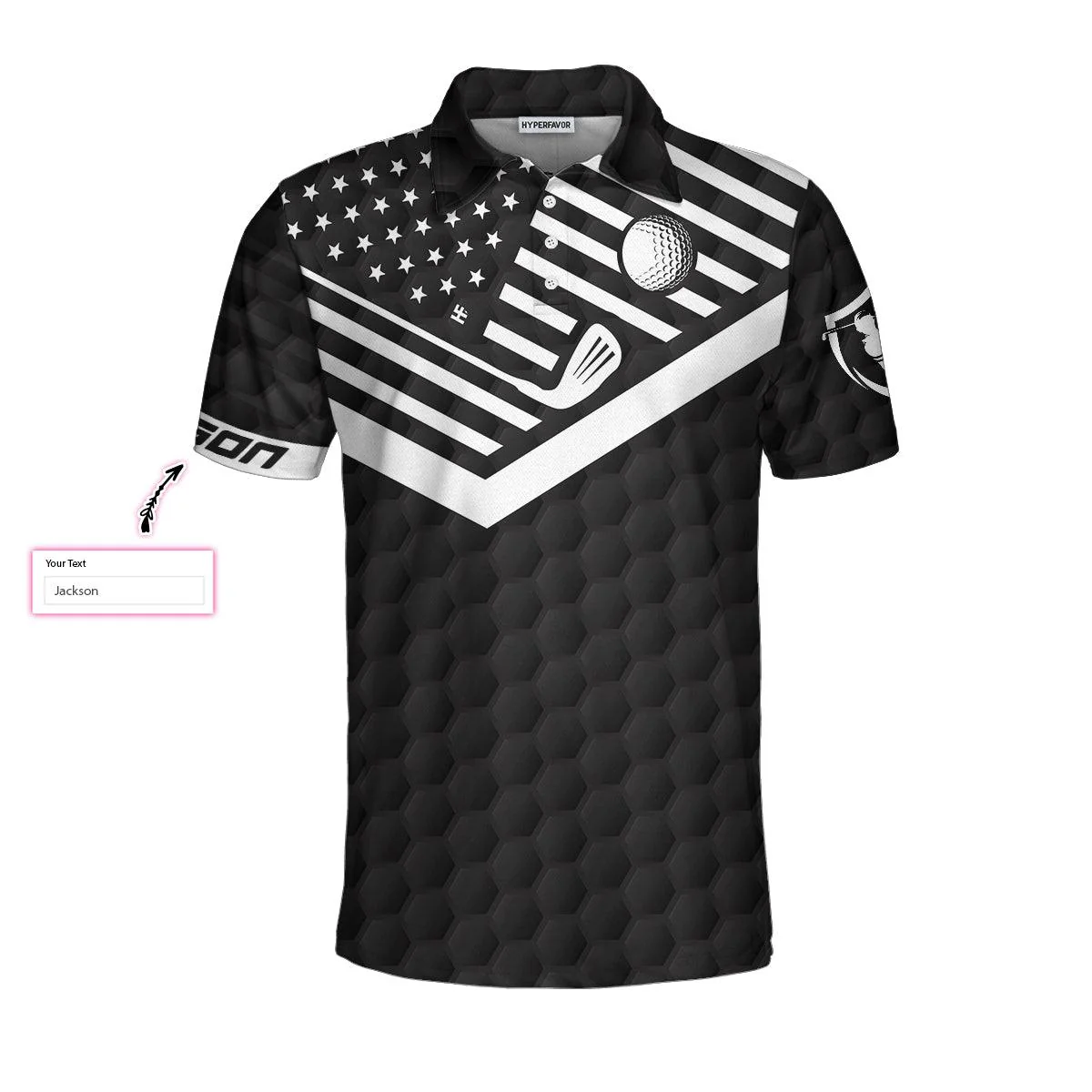 Golf Customized Name Men Polo Shirt, Black And White American Flag, Golfer Grip It Rip It Sip It Polo Shirt, Personalized Gift For Golfers, Golf Lovers - Image 4