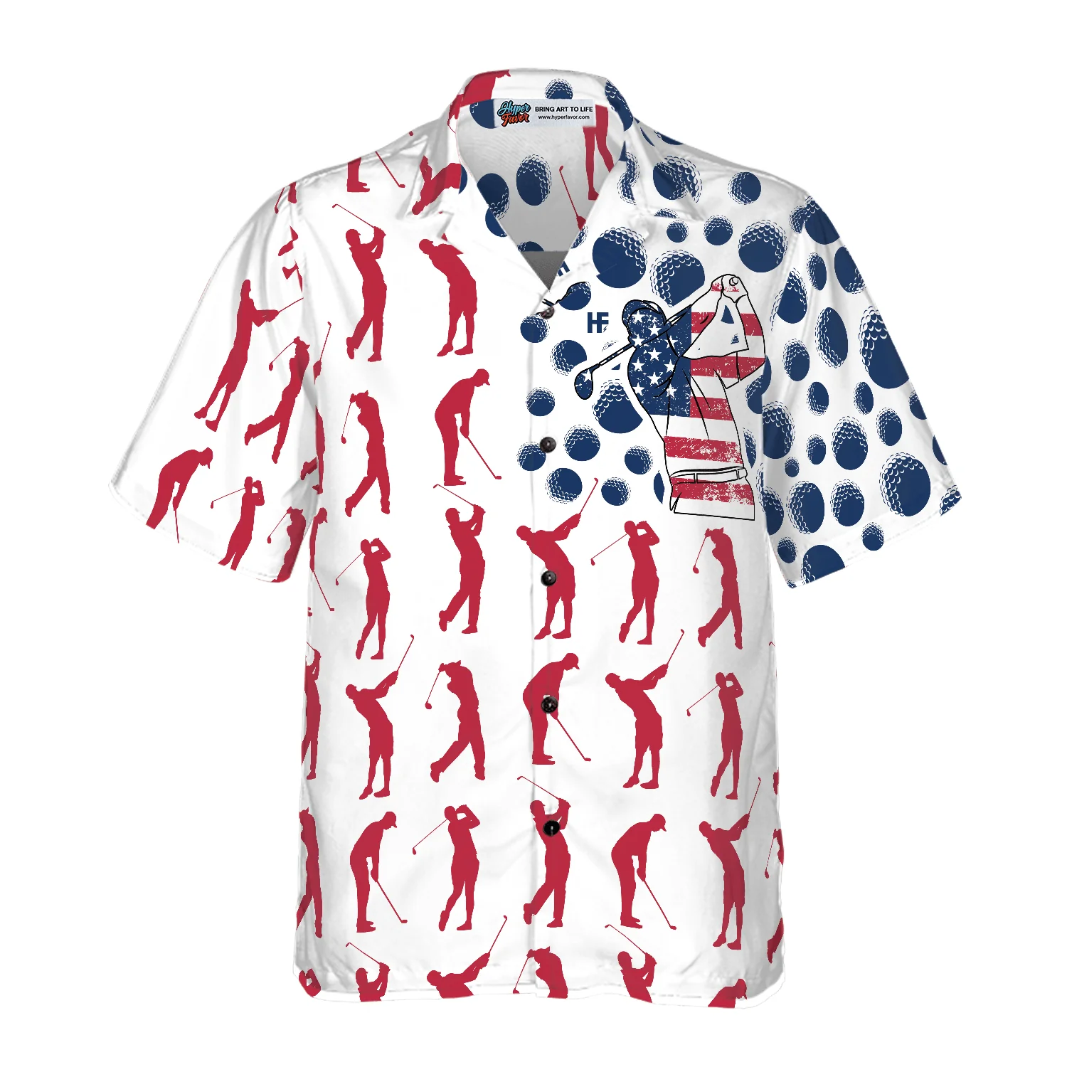 Golf Hawaiian Shirt American Flag Pose, Colorful Summer Aloha Hawaiian Shirt For Men Women, Gift For Friend, Family, Husband, Wife, Golf Lovers, Golfer - Image 3