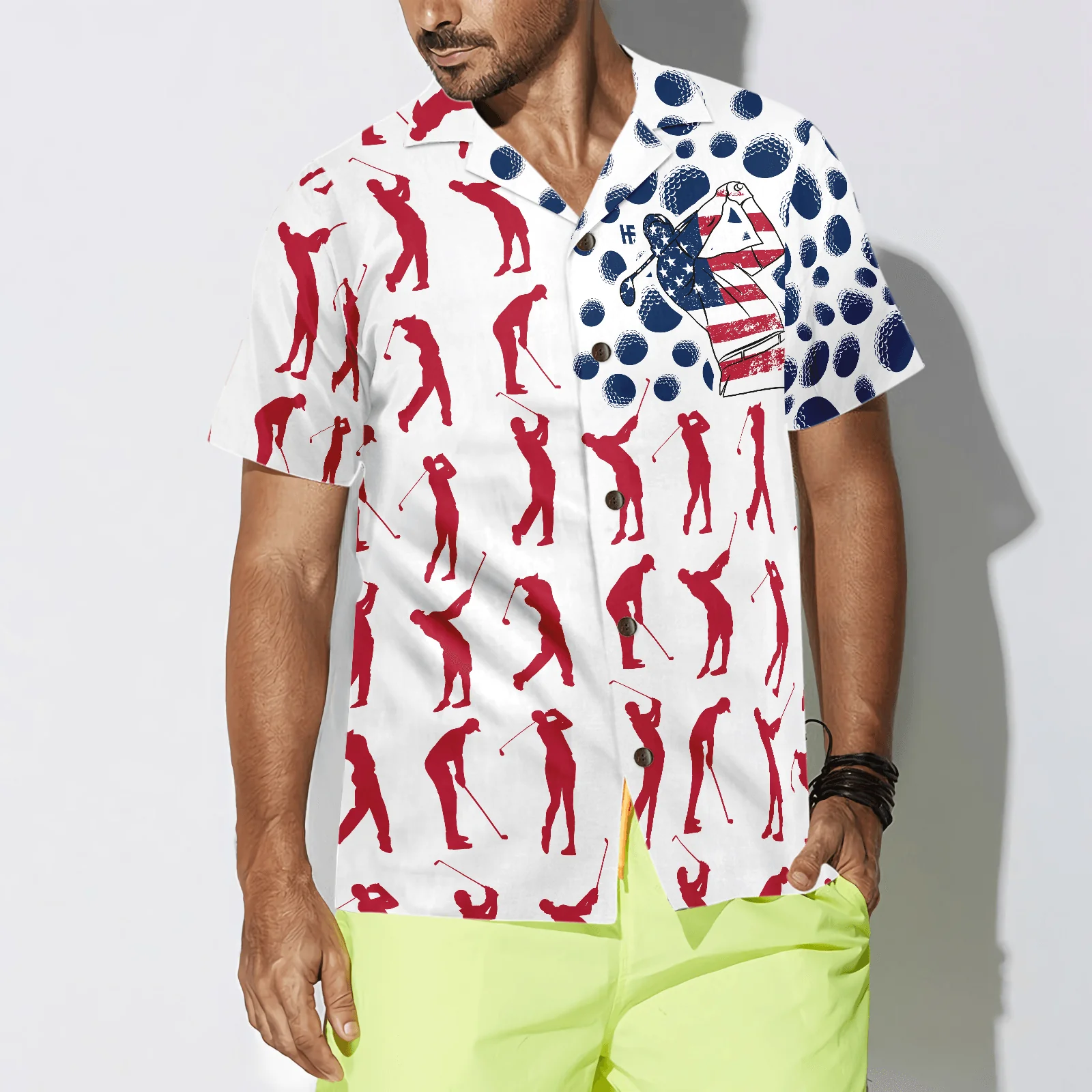 Golf Hawaiian Shirt American Flag Pose, Colorful Summer Aloha Hawaiian Shirt For Men Women, Gift For Friend, Family, Husband, Wife, Golf Lovers, Golfer - Image 4