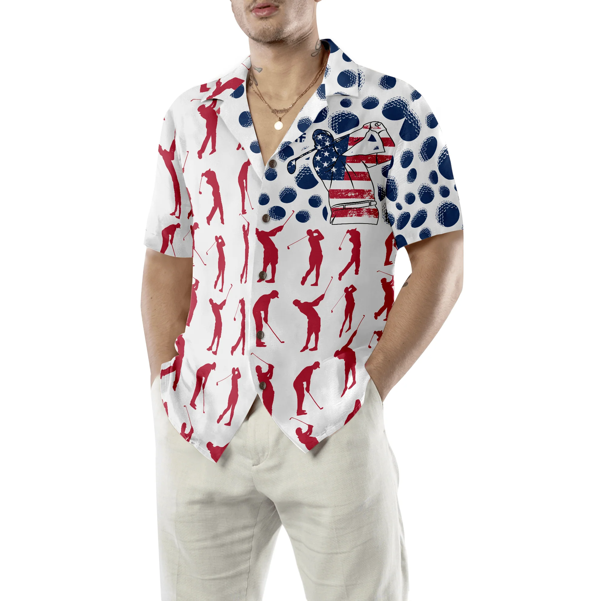 Golf Hawaiian Shirt American Flag Pose, Colorful Summer Aloha Hawaiian Shirt For Men Women, Gift For Friend, Family, Husband, Wife, Golf Lovers, Golfer - Image 5