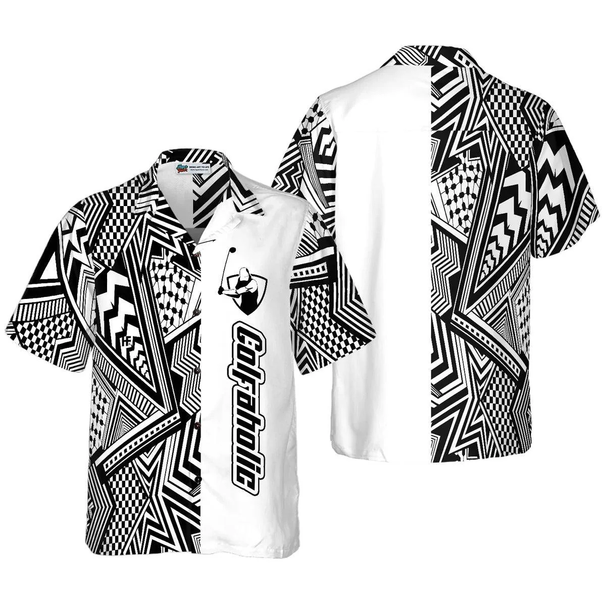 Golf Hawaiian Shirt, Black and White Modern Pattern Golfaholic Aloha Hawaiian Shirt - Perfect Gift For Men, Women, Golf Lover, Friend, Family