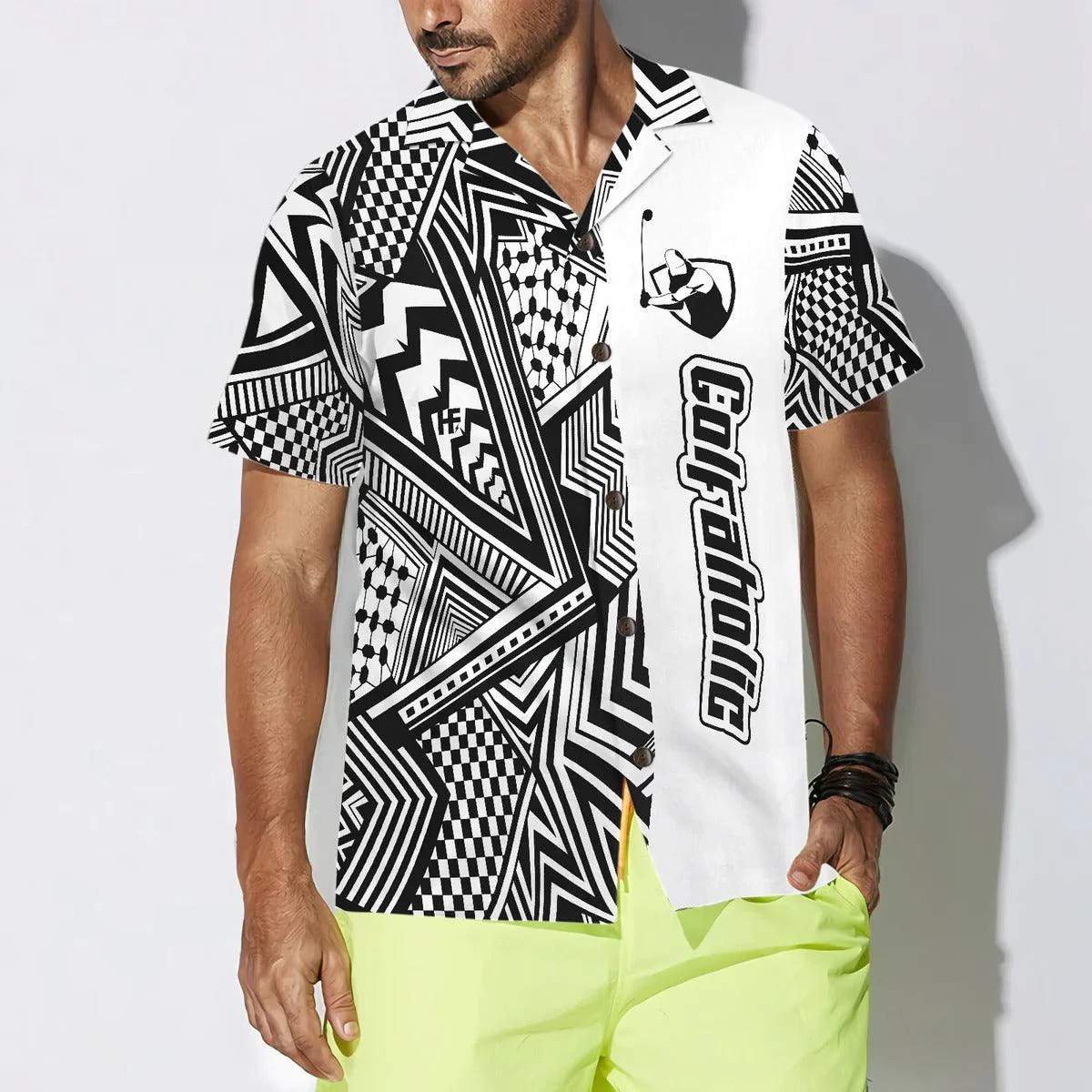 Golf Hawaiian Shirt, Black and White Modern Pattern Golfaholic Aloha Hawaiian Shirt - Perfect Gift For Men, Women, Golf Lover, Friend, Family - Image 4
