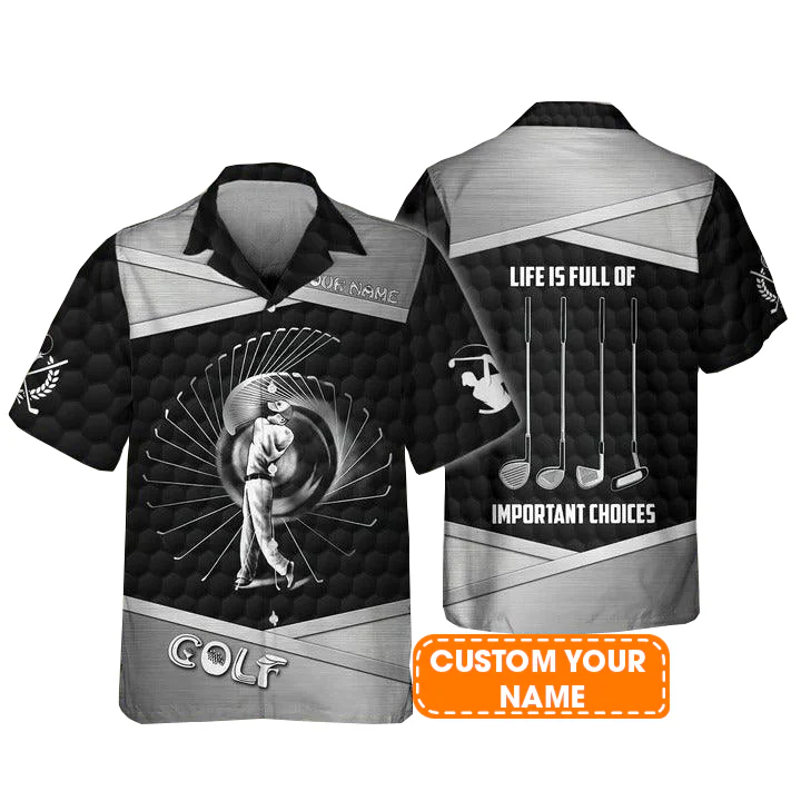 Golf Hawaiian Shirt Custom Name, Golf Clubs Life Is Full Of Important Choices Personalized Aloha Shirt For Men - Perfect Gift For Golf Lovers, Golfers - Image 2