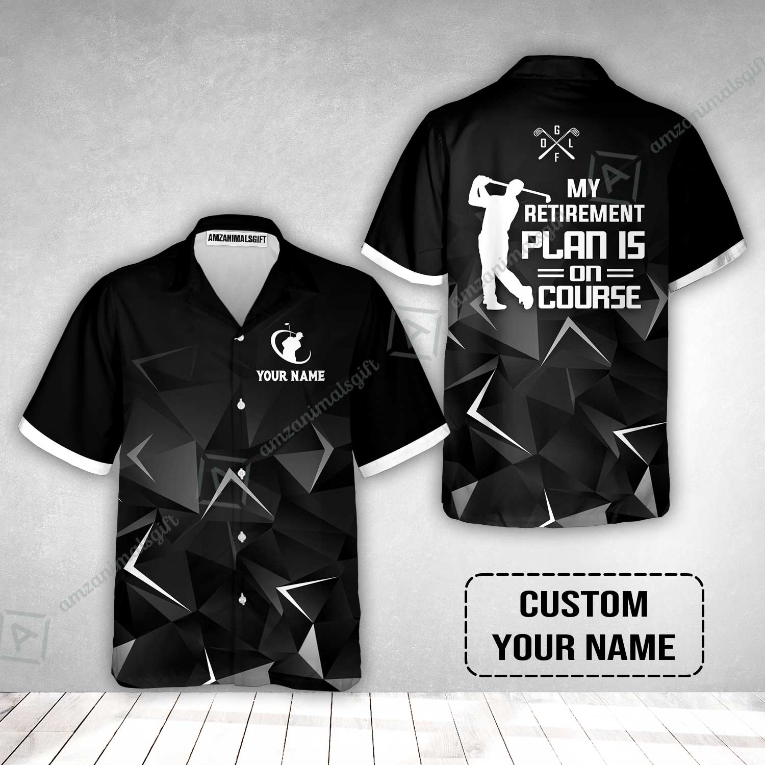 Golf Hawaiian Shirt Custom Name - Golfing My Retirement Plan Is On Course Personalized Hawaiian Shirt - Image 2
