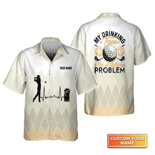 Golf Hawaiian Shirt Customized Name, Golf Heartbeat Personalized Beer And Golf My Drinking Team Shirt For Men - Perfect Gift For Golf Lovers, Golfers - Image 3