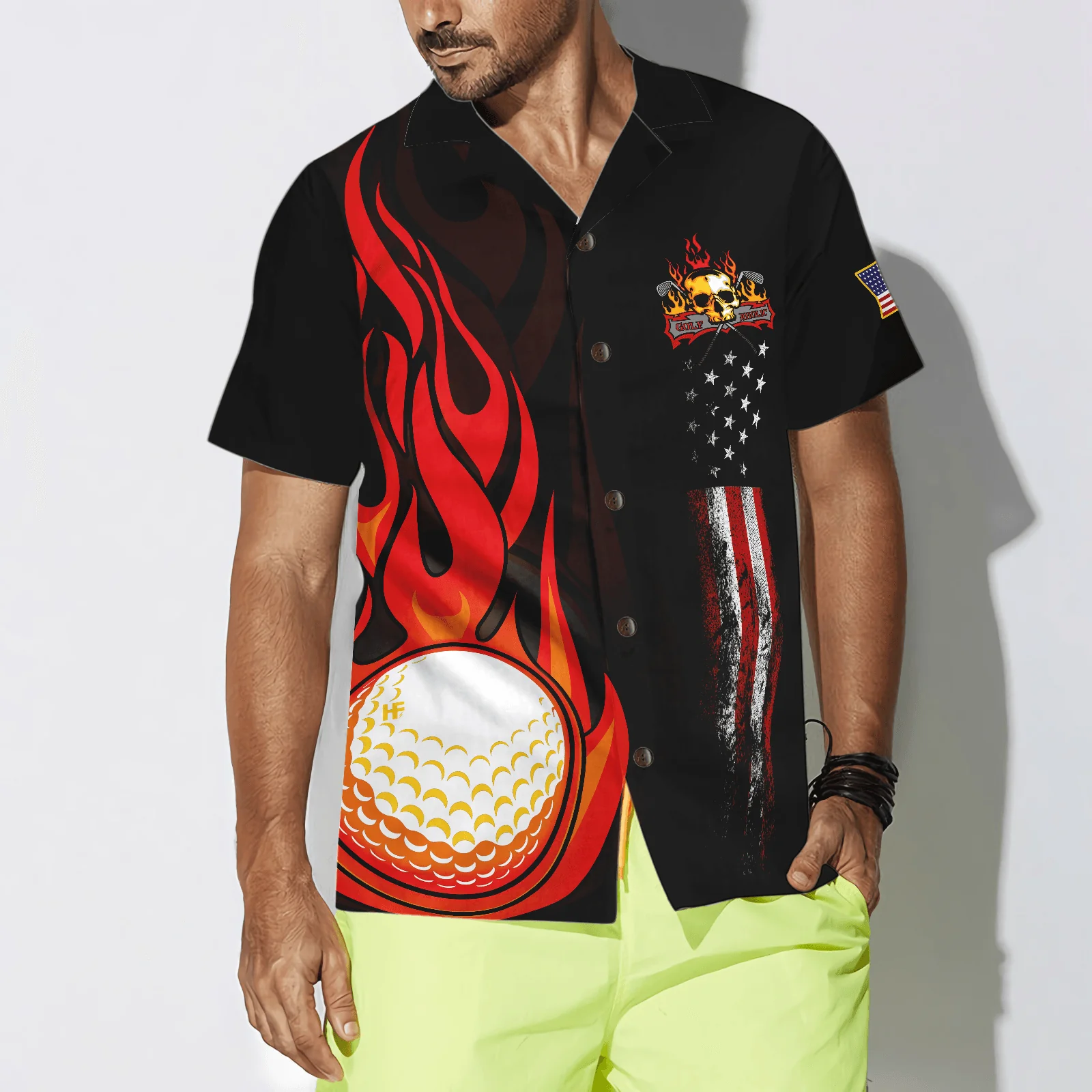 Golf Hawaiian Shirt, Flame Golf Aholic Aloha Hawaiian Shirt For Summer, Colorful Hawaiian Shirt Outfit For Men Women, Friend, Team, Golf Lovers - Image 4