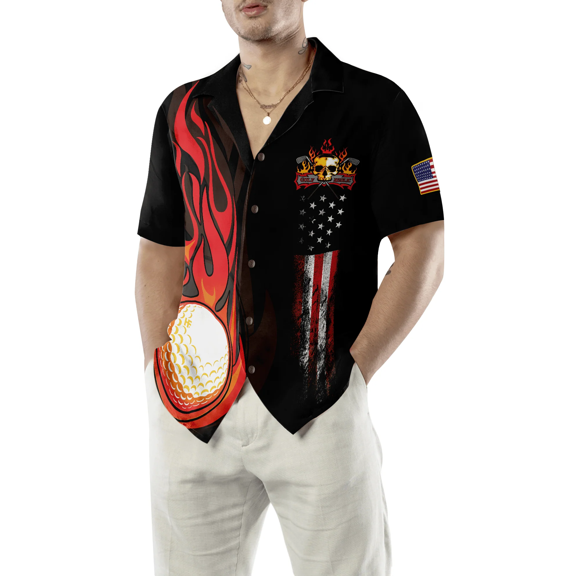 Golf Hawaiian Shirt, Flame Golf Aholic Aloha Hawaiian Shirt For Summer, Colorful Hawaiian Shirt Outfit For Men Women, Friend, Team, Golf Lovers - Image 5