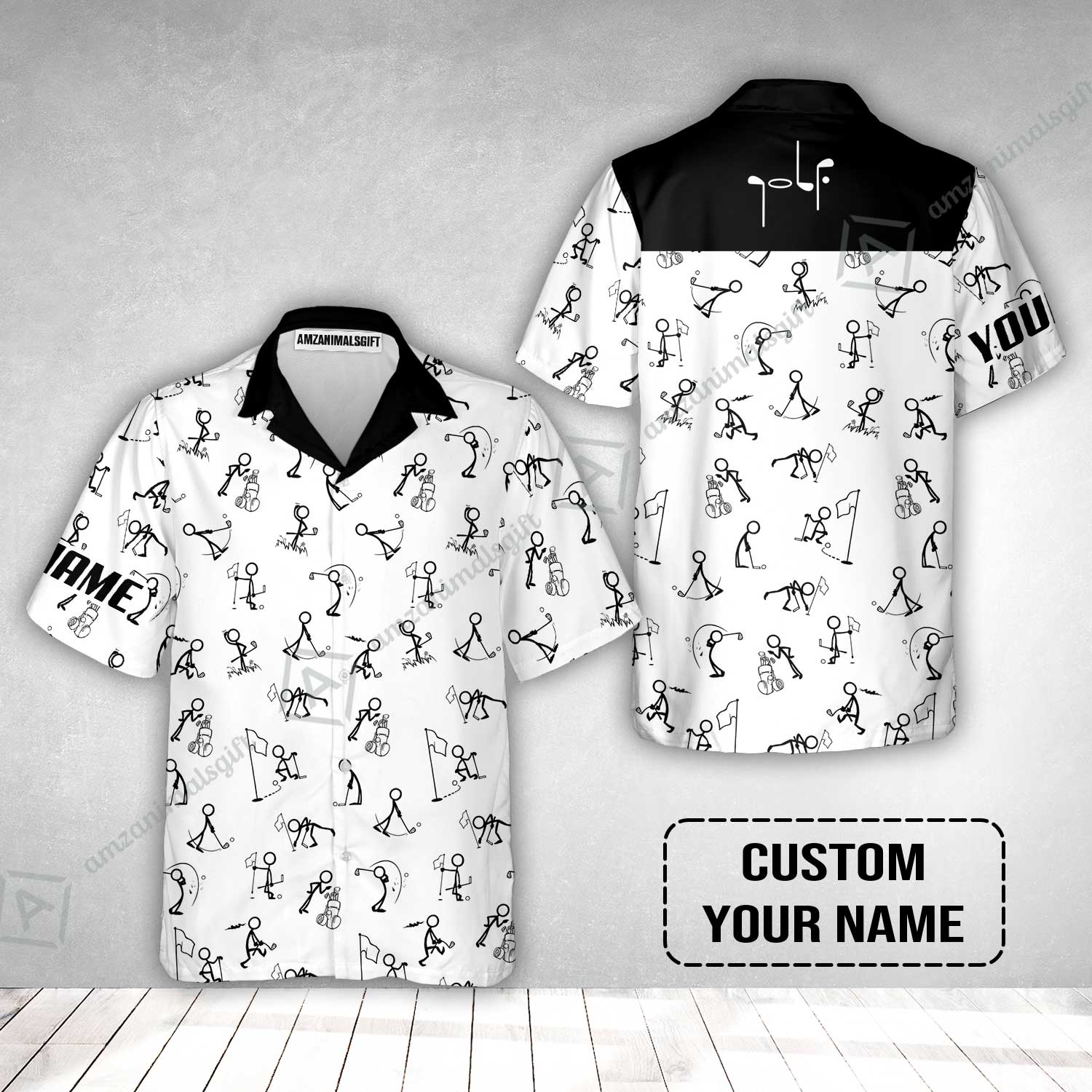 Golf Hawaiian Shirt - Funny Golf Pattern Custom Name White Apparel - Personalized Gift For Golf Lover - Image 2