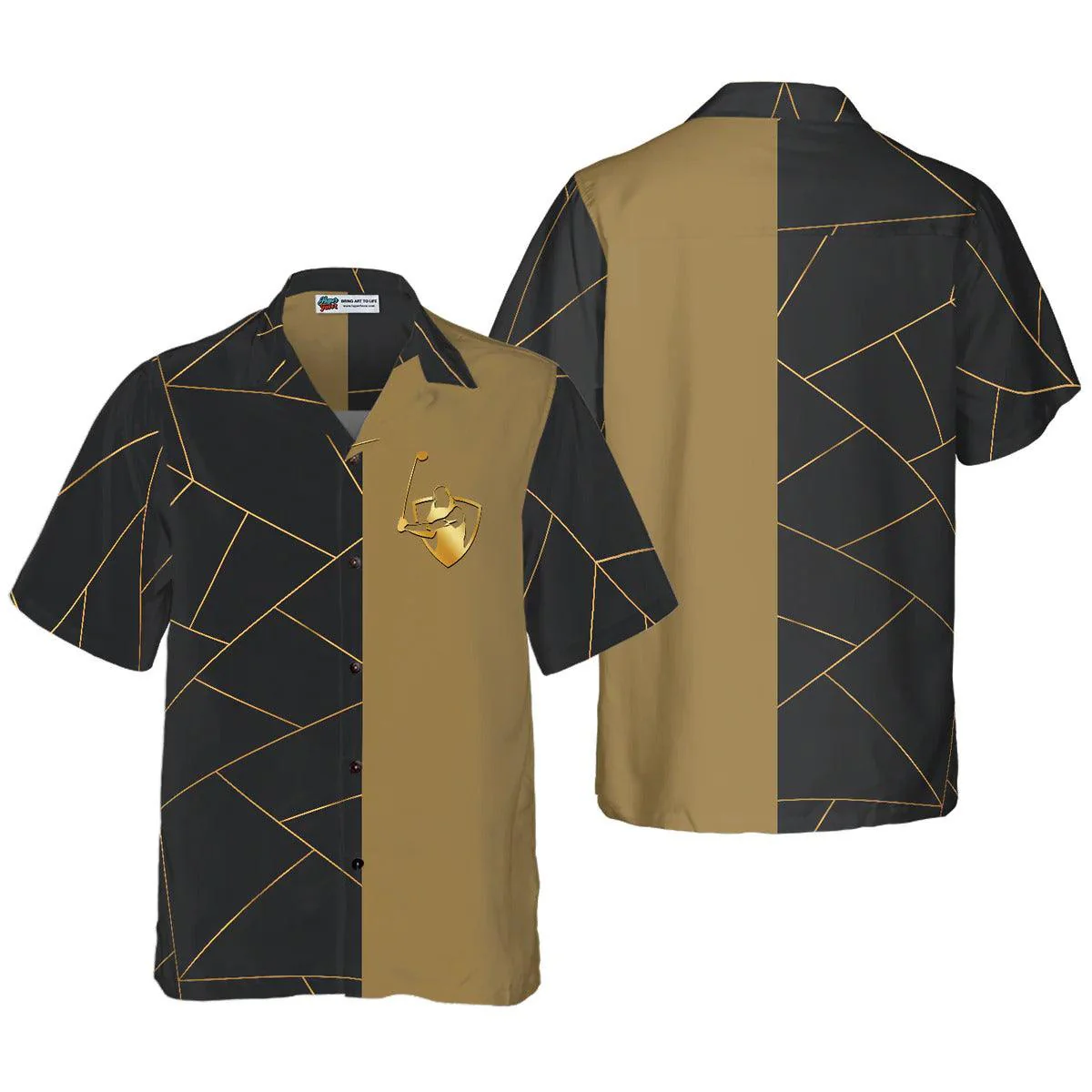 Golf Hawaiian Shirt, Golden Lines Golf Aloha Shirt, Golf Aloha Hawaiian Shirt For Summer - Perfect Gift For Men, Women, Golf Lover, Friend, Family