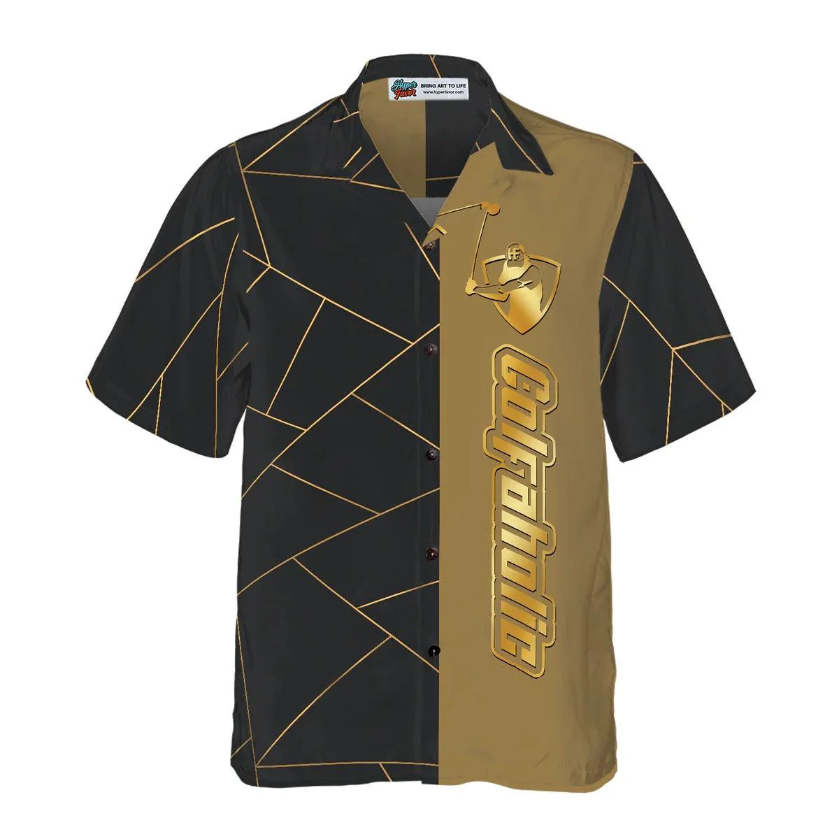 Golf Hawaiian Shirt, Golden Lines Golfaholic Aloha Shirt, Golf Aloha Hawaiian Shirt For Summer - Perfect Gift For Men, Women, Golf Lover, Friend