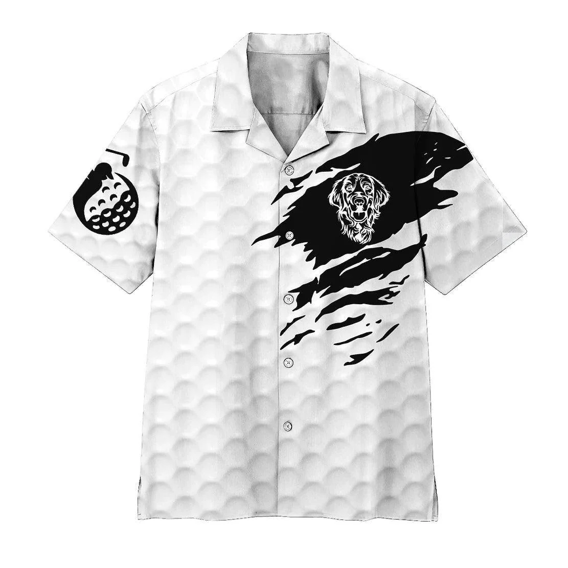 Golf Hawaiian Shirt, Golden Retriever Golf White Aloha Hawaiian Shirts For Men and Women - Gift For Dog Lovers, Golfer, Friend, Family