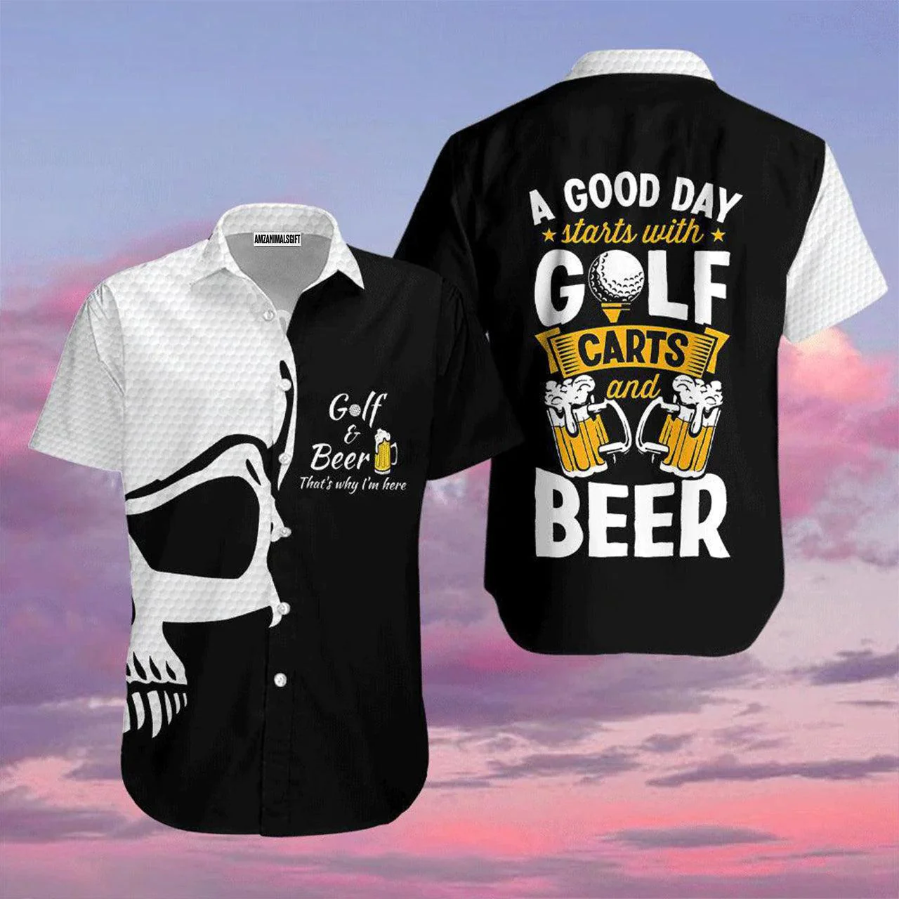 Golf Hawaiian Shirt, Golf And Beer Black And White Aloha Hawaiian Shirts For Men and Women - Gift For Golfer, Friend, Family - Image 2