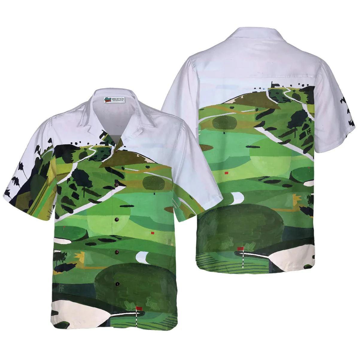Golf Hawaiian Shirt, Golf Course Canvas Aloha Hawaiian Shirt, Golf Hawaiian Shirt For Summer - Perfect Gift For Men, Women, Golf Lover, Friend, Family