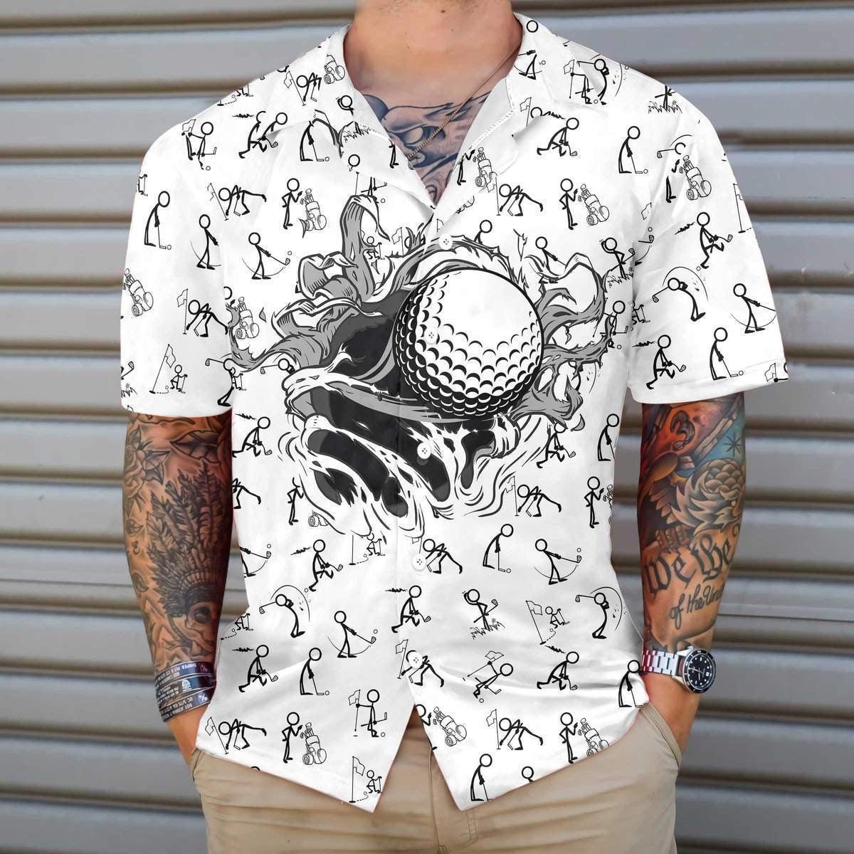 Golf Hawaiian Shirt, Golf Hole Breakthrough White Aloha Hawaiian Shirts For Men and Women - Gift For Friend, Family, Golfer