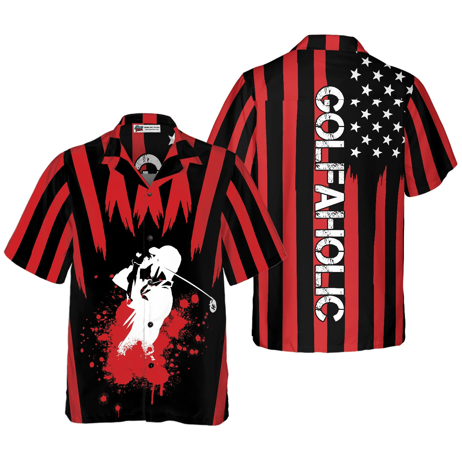 Golf Hawaiian Shirt GolfAholic American Flag Hawaiian Shirt, Colorful Summer Aloha Shirt For Men Women, Gift For Friend, Team, Golf Lovers, Golfer