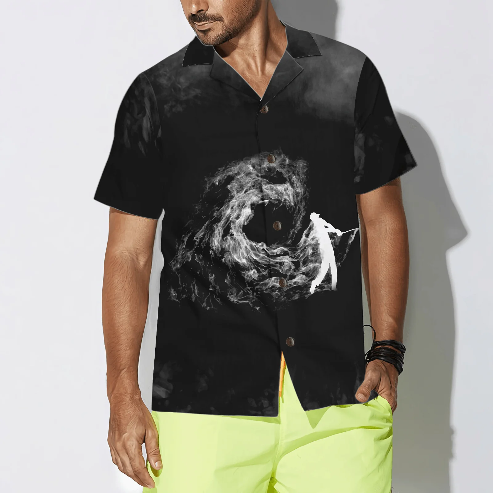 Golf Hawaiian Shirt, Golfer On Smoke Background Aloha Hawaiian Shirt For Men Women, Gift For Husband, Wife, Friend, Family, Golfers - Image 2