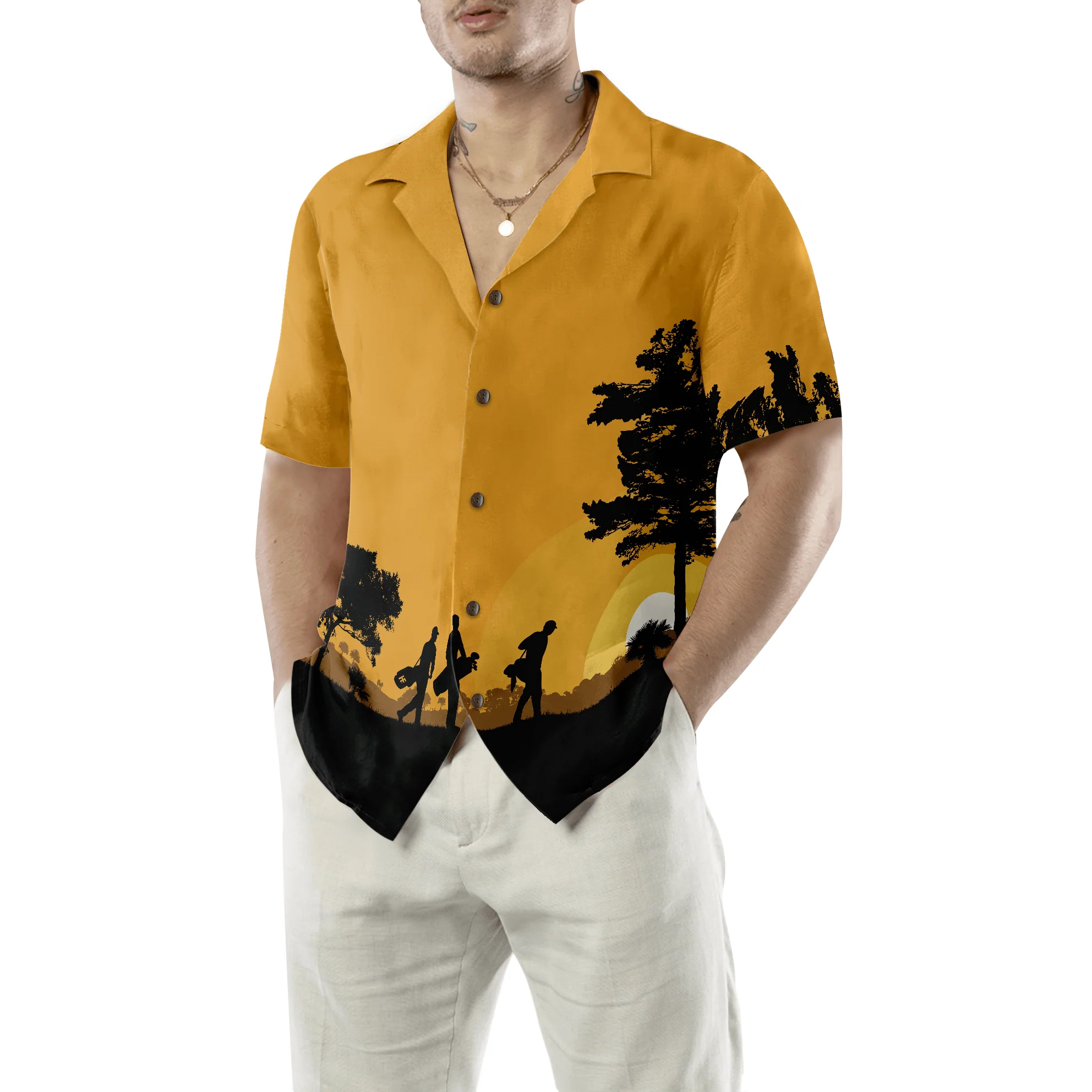Golf Hawaiian Shirt, Golfers At Dusk, Colorful Summer Aloha Hawaiian Shirt For Men Women, Perfect Gift For Family, Husband, Wife, Golf Lovers, Golfers - Image 2