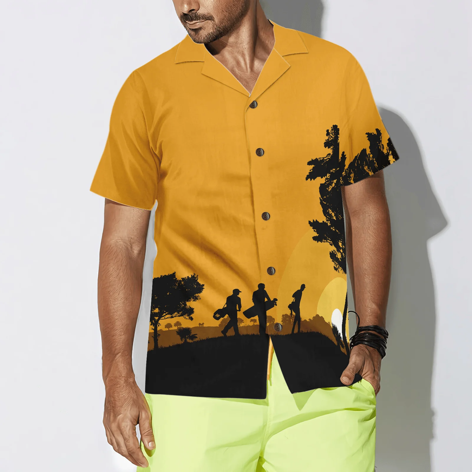 Golf Hawaiian Shirt, Golfers At Dusk, Colorful Summer Aloha Hawaiian Shirt For Men Women, Perfect Gift For Family, Husband, Wife, Golf Lovers, Golfers - Image 3