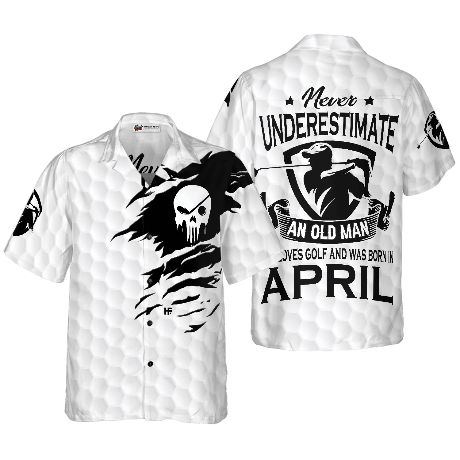 Golf Hawaiian Shirt, Never Underestimate A Golfer Born In April Aloha Hawaiian Shirt For Summer, Colorful Aloha Shirt For Men Women, Friend, Team
