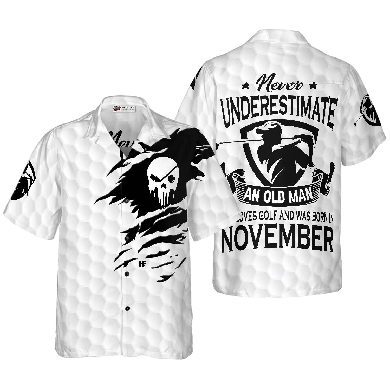 Golf Hawaiian Shirt, Never Underestimate A Golfer Born In November Aloha Hawaiian Shirt For Summer, Colorful Aloha Shirt For Men Women, Friend, Team