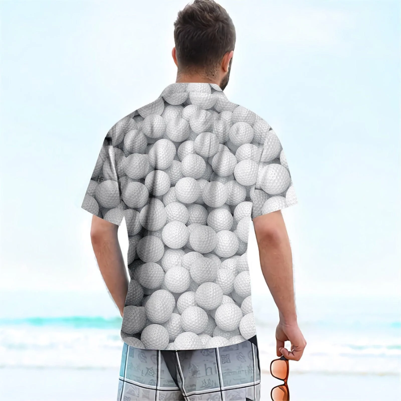 Golf Hawaiian Shirt, Render Golf Balls Pattern Hawaiian Shirt, Colorful Summer Aloha Shirt For Men Women, Gift For Husband, Wife, Family, Golf Lovers - Image 5