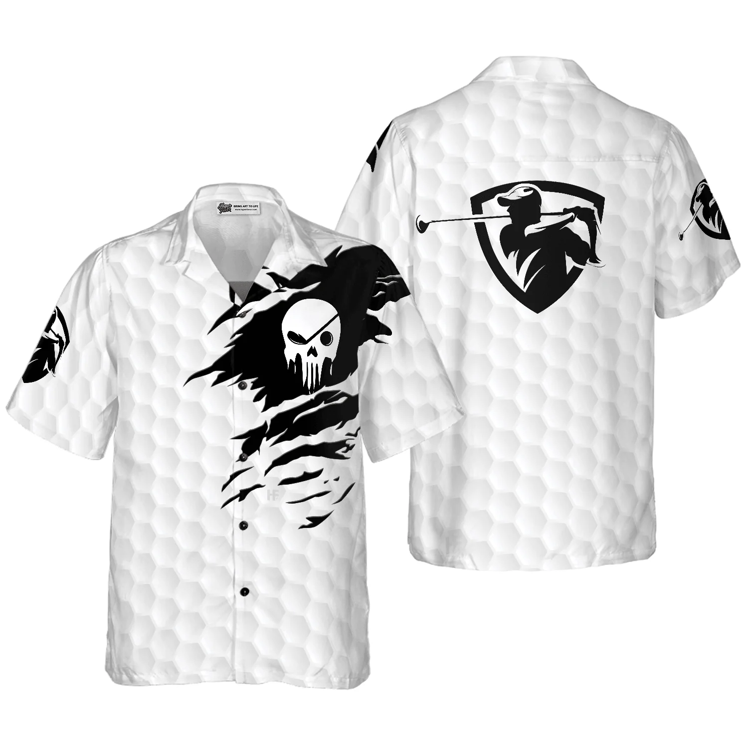 Golf Hawaiian Shirt, The Golf Skull Aloha Hawaiian Shirt, Colorful Summer Aloha Shirt For Men Women, Gift For Husband, Wife, Friend, Family, Golfers