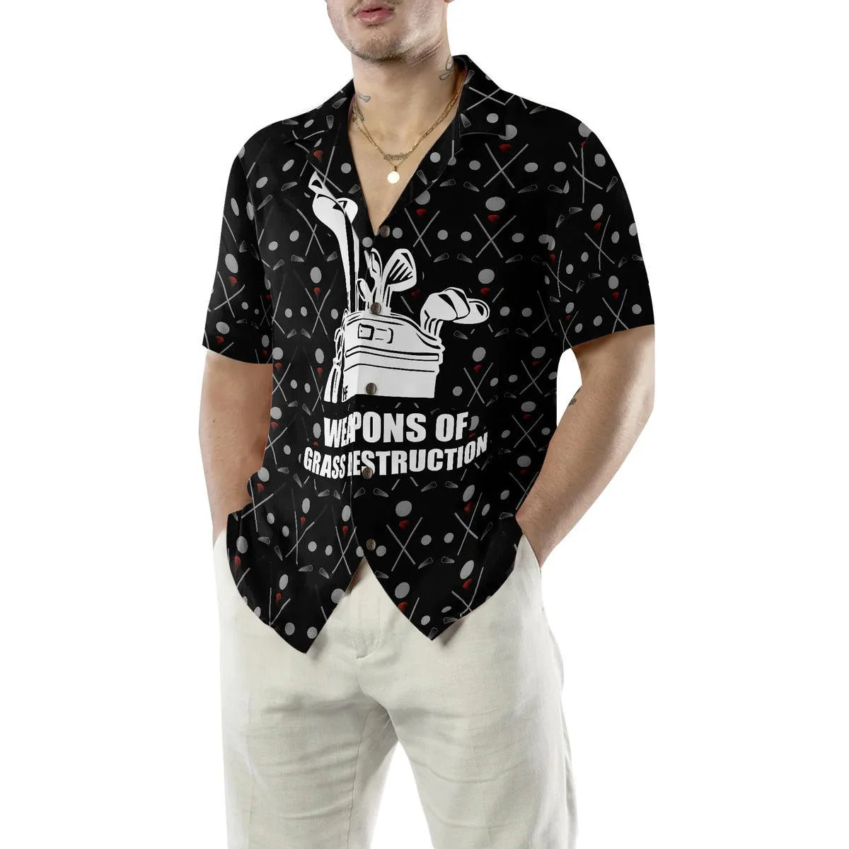 Golf Hawaiian Shirt, Weapon Of Grass Destruction Hawaiian Shirt, Golf Pattern Aloha Shirt - Perfect Gift For Men, Women, Golf Lover, Friend, Family - Image 4