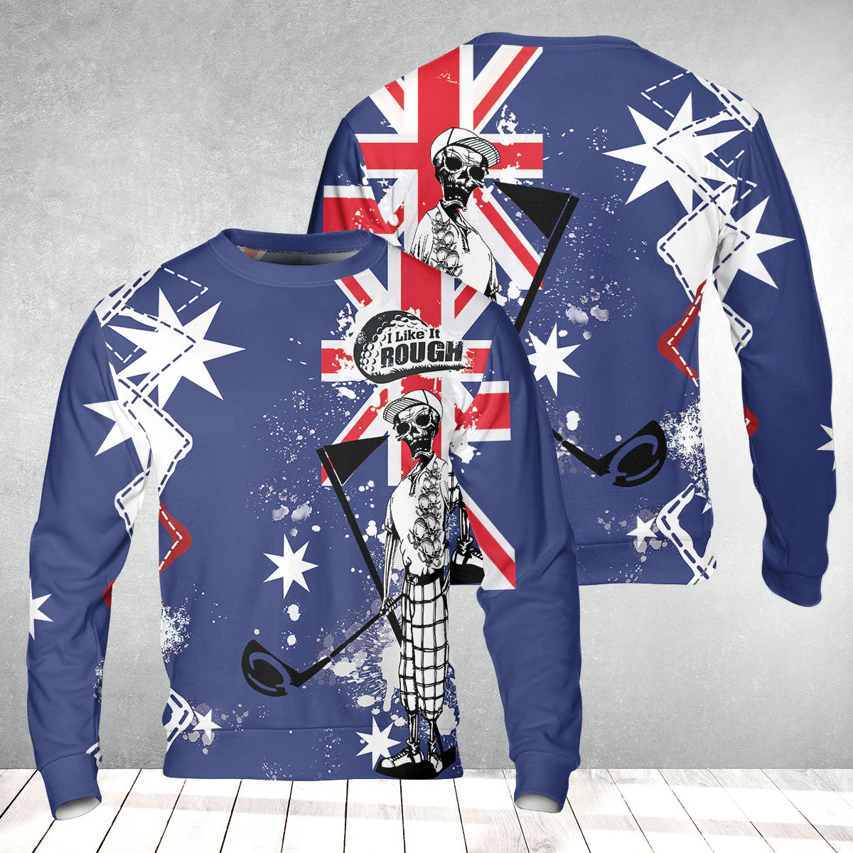 Golf Hoodie, Argyle Pattern Skeleton Golfing, Golf I Like It Rough Australian Flag Hoodie For Men - Best Gift For Golfers, Golf Lovers - Image 15