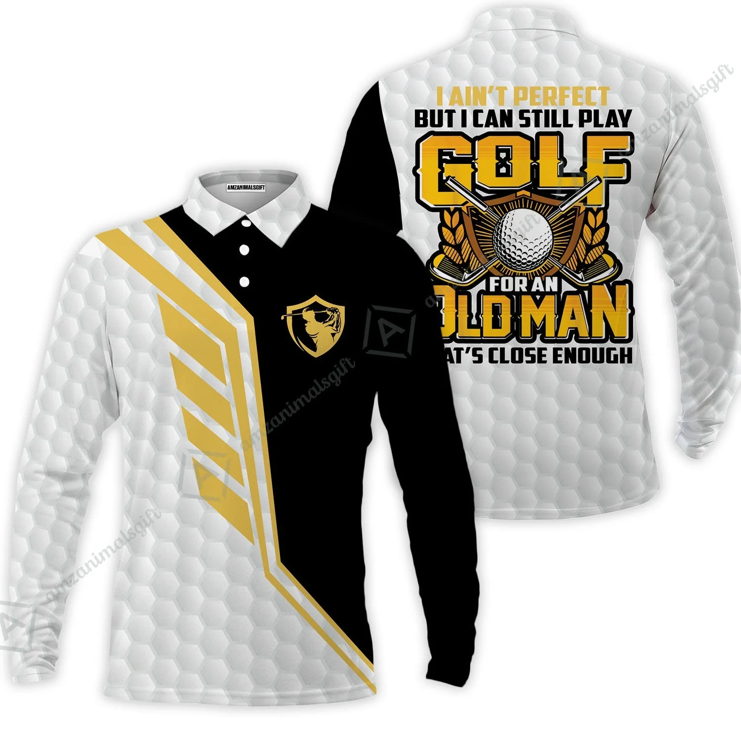 Golf Hoodie- I Ain't Perfect But I Can Still Play Golf Hoodie, Black And White Golfing Shirt - Image 3