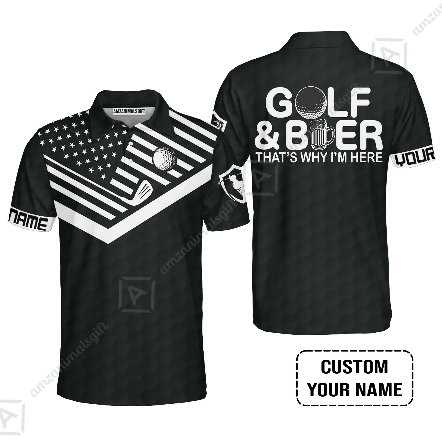 Golf Hoodie - Personalized American Flag Golf Hoodie, Golf And Beer That's Why I'm Here Custom Shirt - Image 4