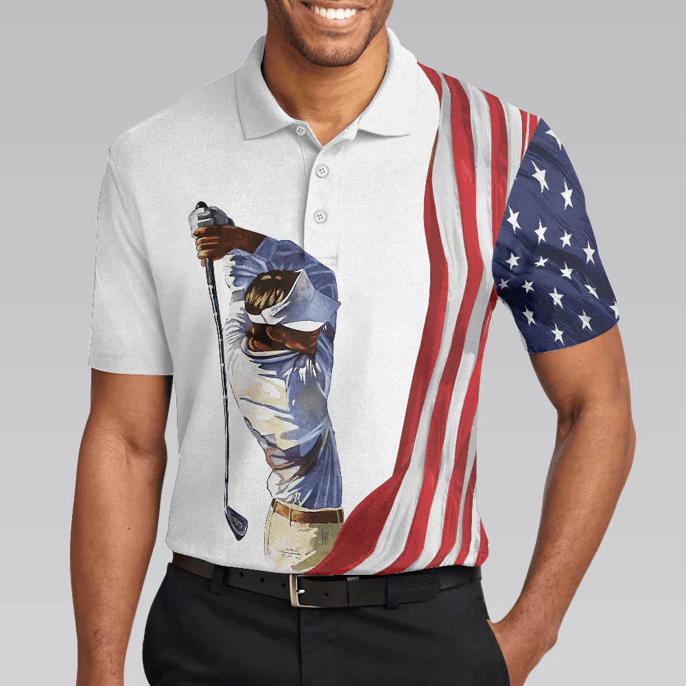 Golf Men Polo Shirt, American Flag, Patriotic Golf Shirt For Men - Best Gift For American Lovers, Golf Lovers, Golfers - Image 4
