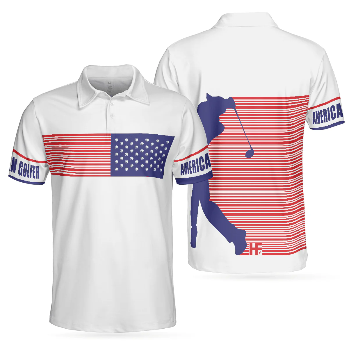 Golf Men Polo Shirt, American Golfer, Strips Barcode American Flag Polo Shirt For Men - Best Gift For Golfers, Golf Lovers