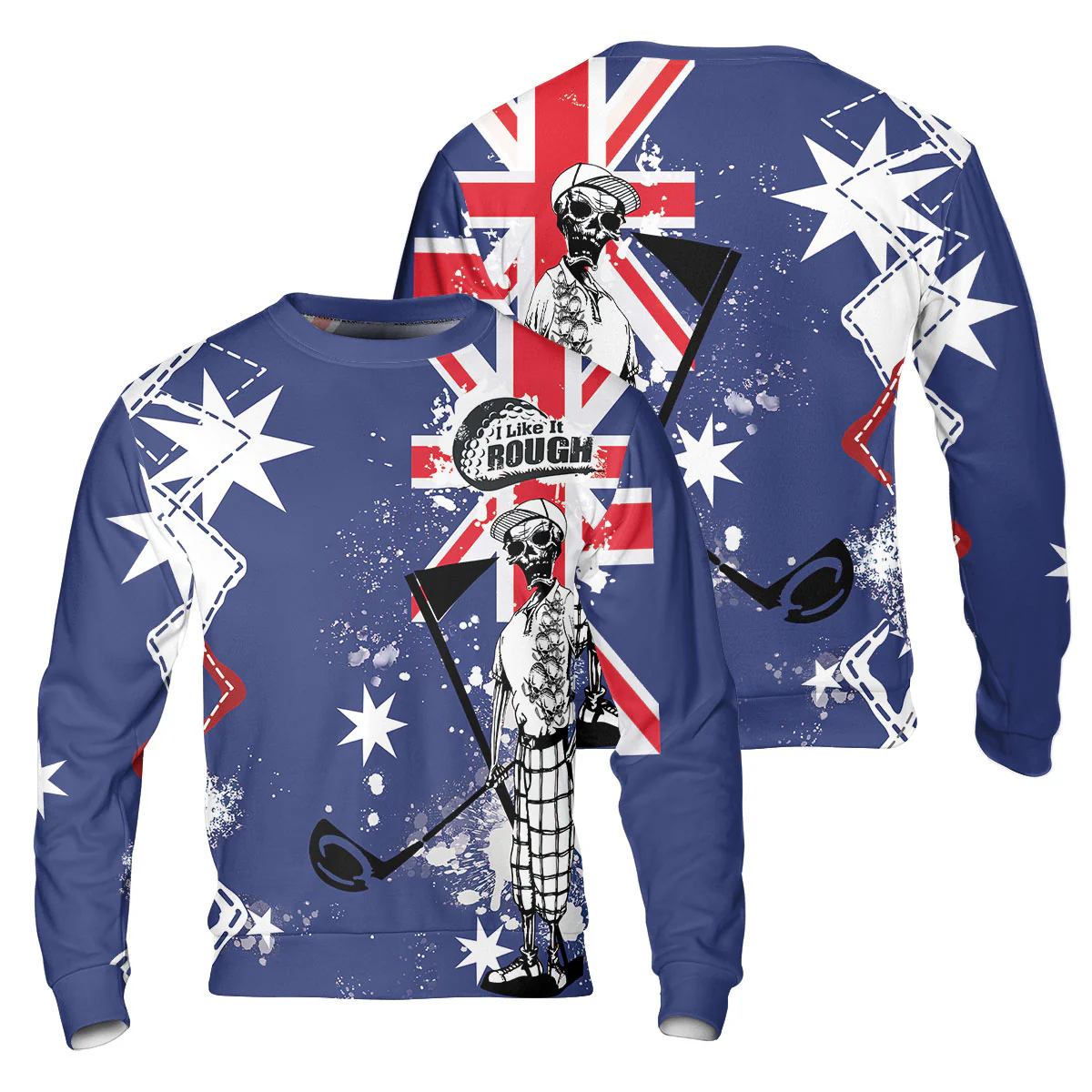 Golf Men Polo Shirt, Argyle Pattern Skeleton Golfing, Golf I Like It Rough Australian Flag Polo Shirt For Men - Best Gift For Golfers, Golf Lovers - Image 12