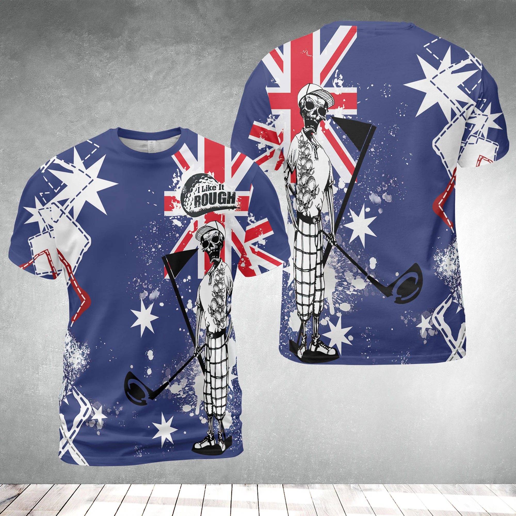 Golf Men Polo Shirt, Argyle Pattern Skeleton Golfing, Golf I Like It Rough Australian Flag Polo Shirt For Men - Best Gift For Golfers, Golf Lovers - Image 15