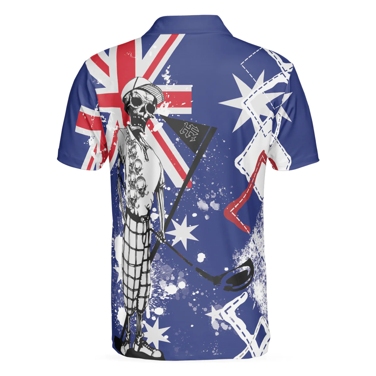 Golf Men Polo Shirt, Argyle Pattern Skeleton Golfing, Golf I Like It Rough Australian Flag Polo Shirt For Men - Best Gift For Golfers, Golf Lovers - Image 3