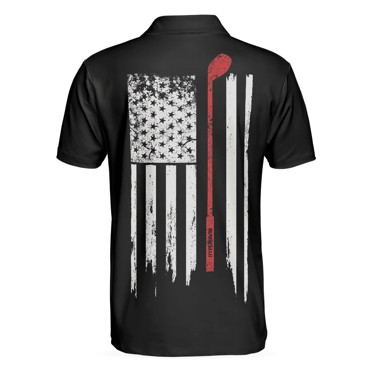 Golf Men Polo Shirt, Black And White American Flag Golf Clubs, Golf Nation Polo Shirt For Men - Gift For Golf Lovers, Golfers - Image 2