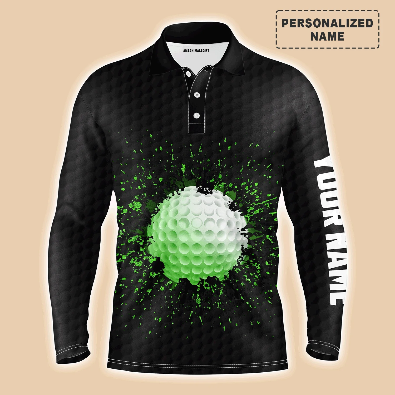 Golf Men Polo Shirt - Custom Name Black Splatter Apparel Men Polo Shirt - Personalized Gift For Golf Lover, Men, Husband, Team, Boyfriend - Image 3