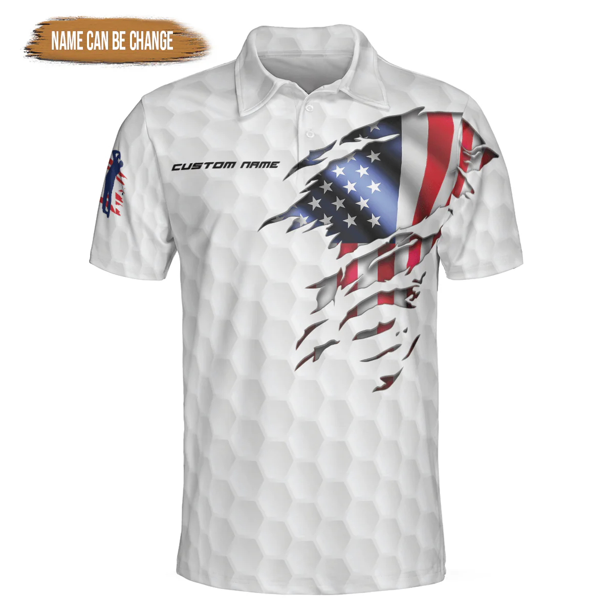 Golf Men Polo Shirt Custom Name - Flag USA, Flag American Personalized Golf Polo Shirt - Gift For Friend, Family, Golfers