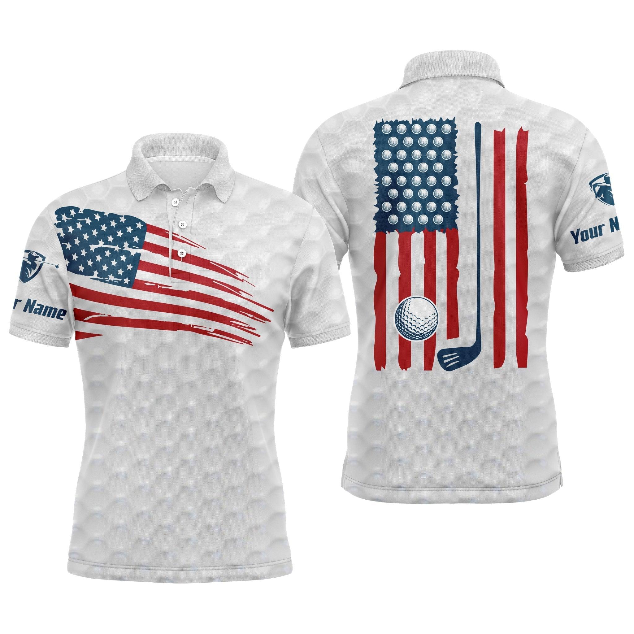 Golf Men Polo Shirt, Custom Name Multicolor American Flag Patriotic Apparel - Personalized Sports Gifts For Golf Lover, Male, Husband, Boyfriend - Image 9