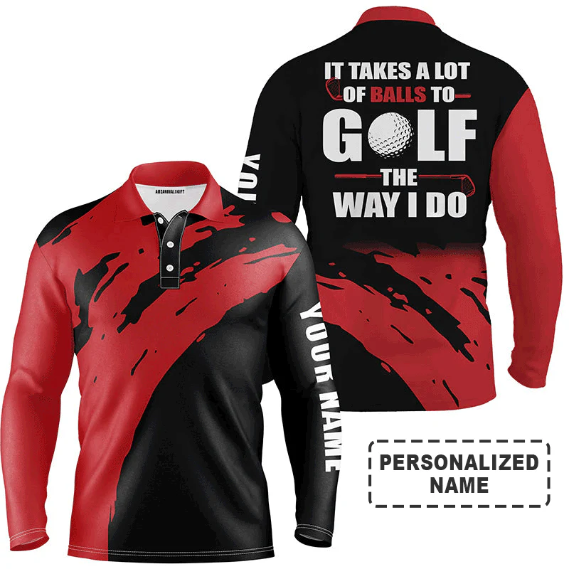 Golf Men Polo Shirt - Custom Name Multicolor Apparel - It Takes A Lot Of Balls To Golf The Way I Do - Perfect Polo Shirt For Men, Golfers - Image 5