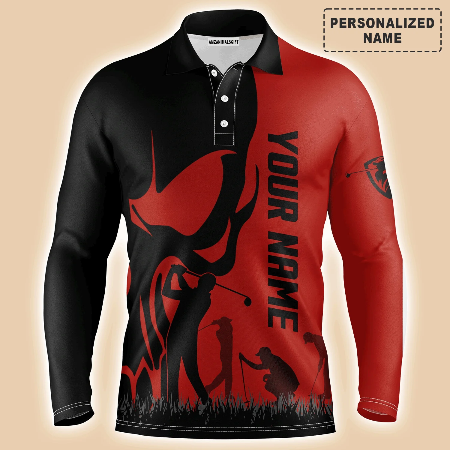 Golf Men Polo Shirt, Custom Name Skull Golf Ball Skin Apparel Men Golf Polo Shirt - Personalized Sports Gift For Men, Husband, Boyfriend, Golf Lovers - Image 11