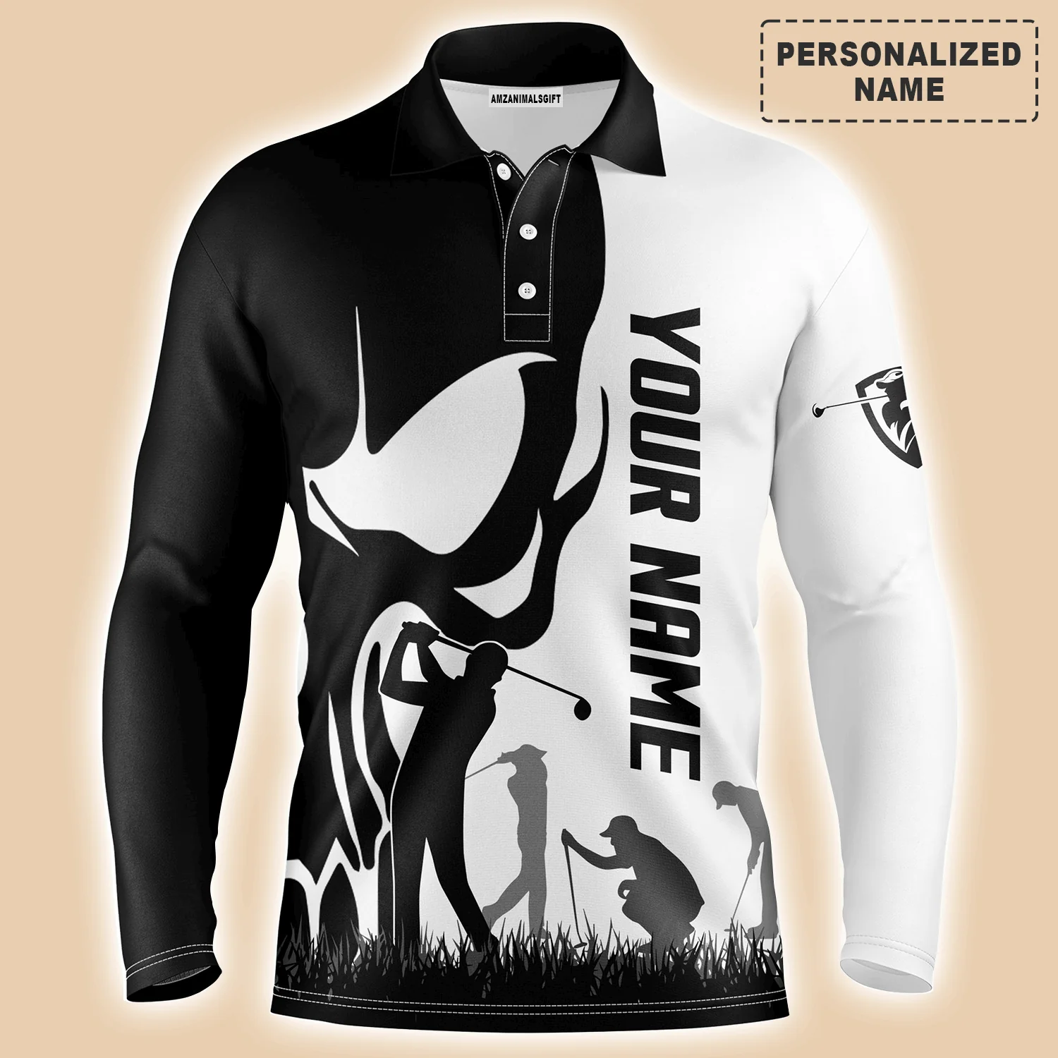 Golf Men Polo Shirt, Custom Name Skull Golf Ball Skin Apparel Men Golf Polo Shirt - Personalized Sports Gift For Men, Husband, Boyfriend, Golf Lovers - Image 12