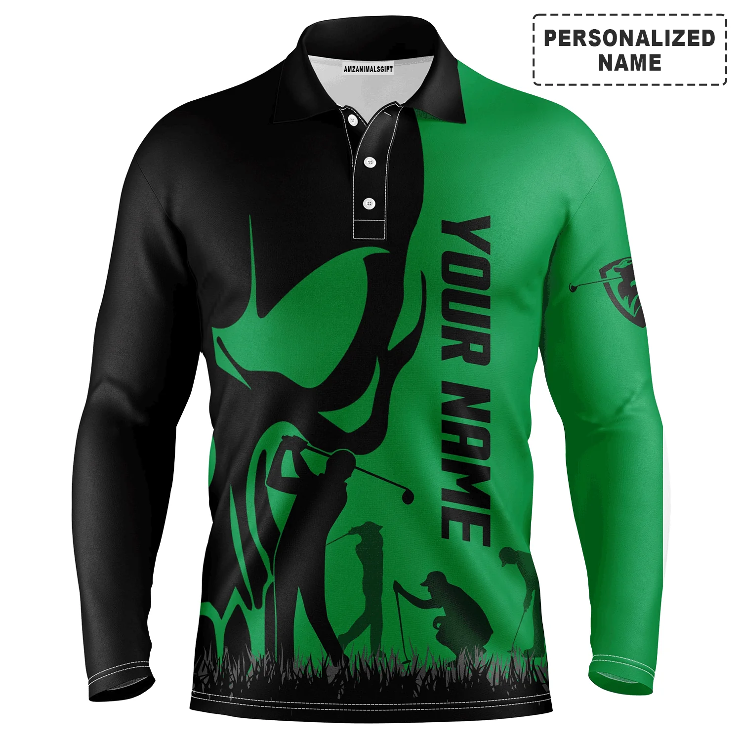 Golf Men Polo Shirt, Custom Name Skull Golf Ball Skin Apparel Men Golf Polo Shirt - Personalized Sports Gift For Men, Husband, Boyfriend, Golf Lovers - Image 14