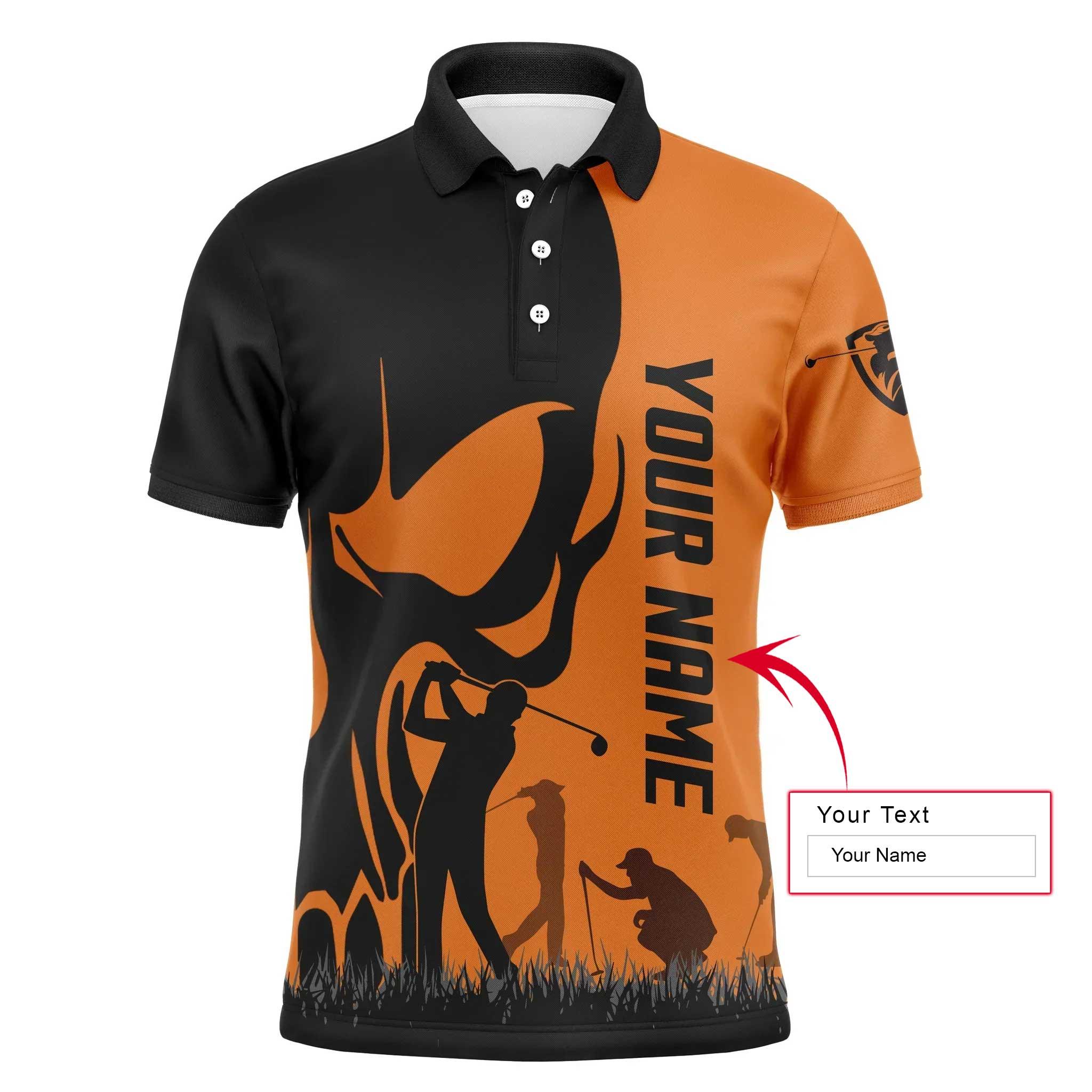Golf Men Polo Shirt, Custom Name Skull Golf Ball Skin Apparel Men Golf Polo Shirt - Personalized Sports Gift For Men, Husband, Boyfriend, Golf Lovers - Image 3