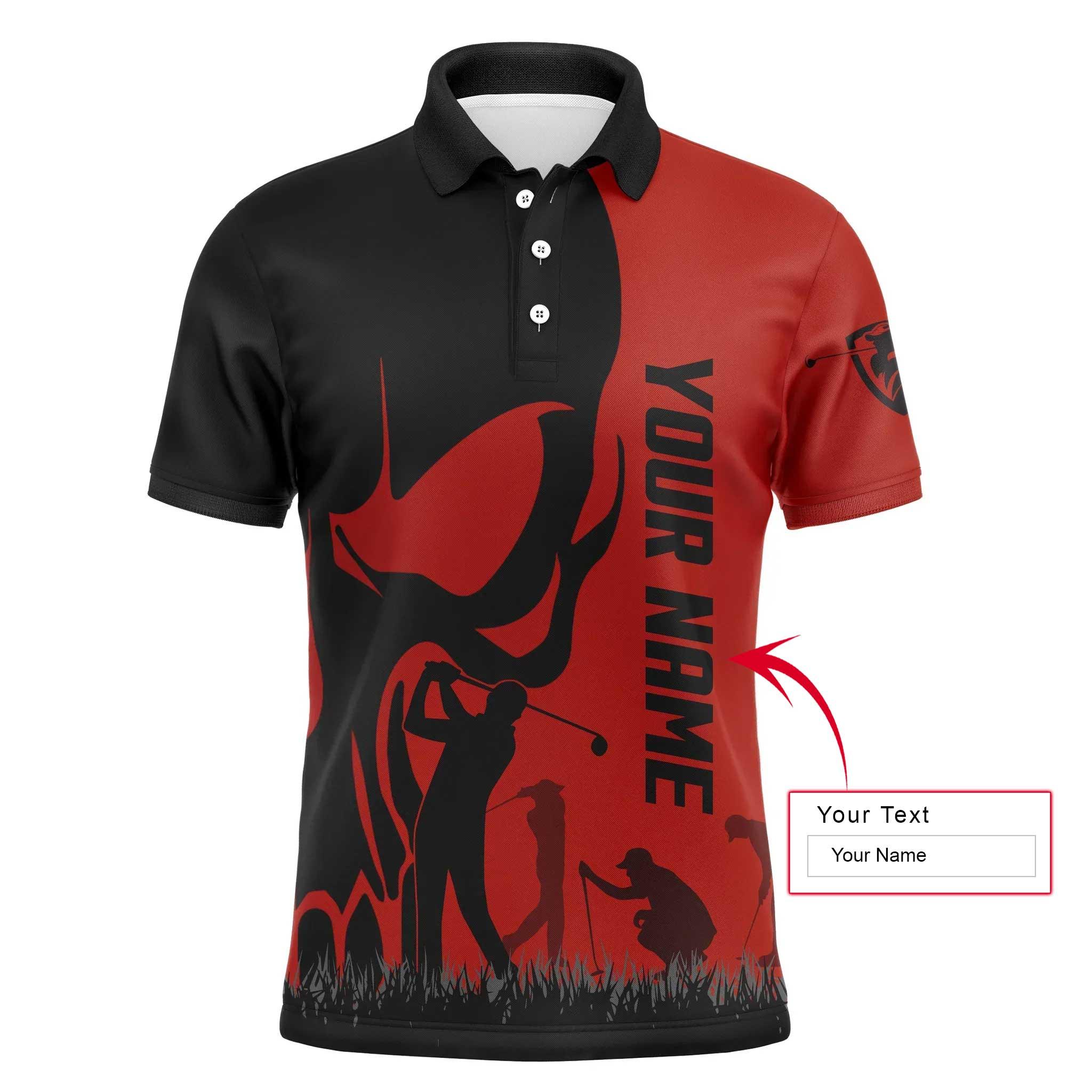 Golf Men Polo Shirt, Custom Name Skull Golf Ball Skin Apparel Men Golf Polo Shirt - Personalized Sports Gift For Men, Husband, Boyfriend, Golf Lovers - Image 4