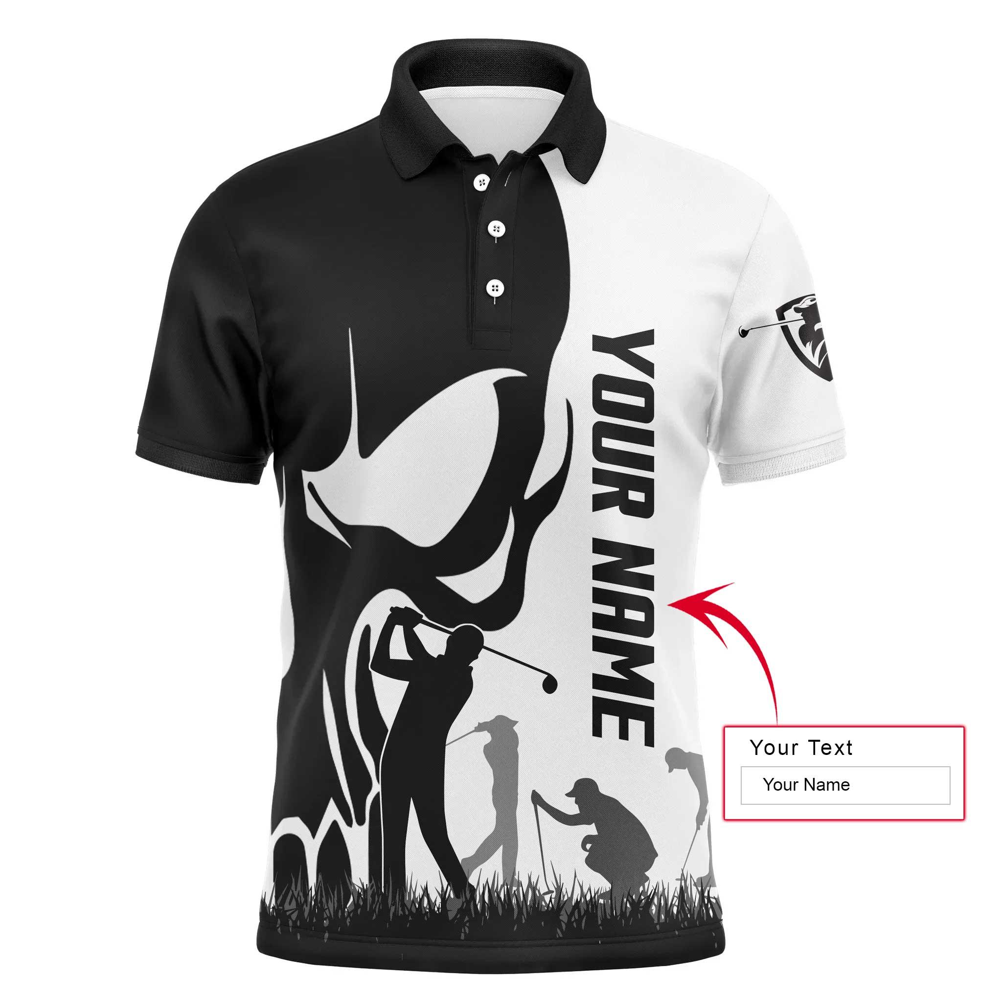Golf Men Polo Shirt, Custom Name Skull Golf Ball Skin Apparel Men Golf Polo Shirt - Personalized Sports Gift For Men, Husband, Boyfriend, Golf Lovers - Image 5