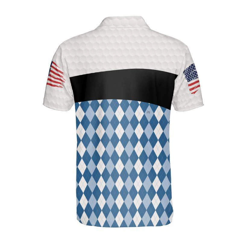 Golf Men Polo Shirt, Golf Argyle Pattern Polo Shirts For Men, American Flag Polo Shirts, Men's Golf Short Sleeve Polo Shirt - Image 3