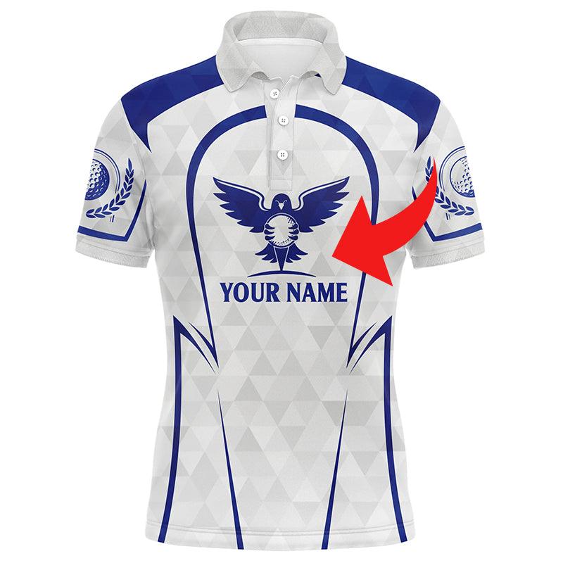 Golf Men Polo Shirt - Golf Clubs Custom Name And Logo Blue & White Apparel - Personalized Gift For Golf Lover, Team, Husband, Boyfriend, Men - Image 2